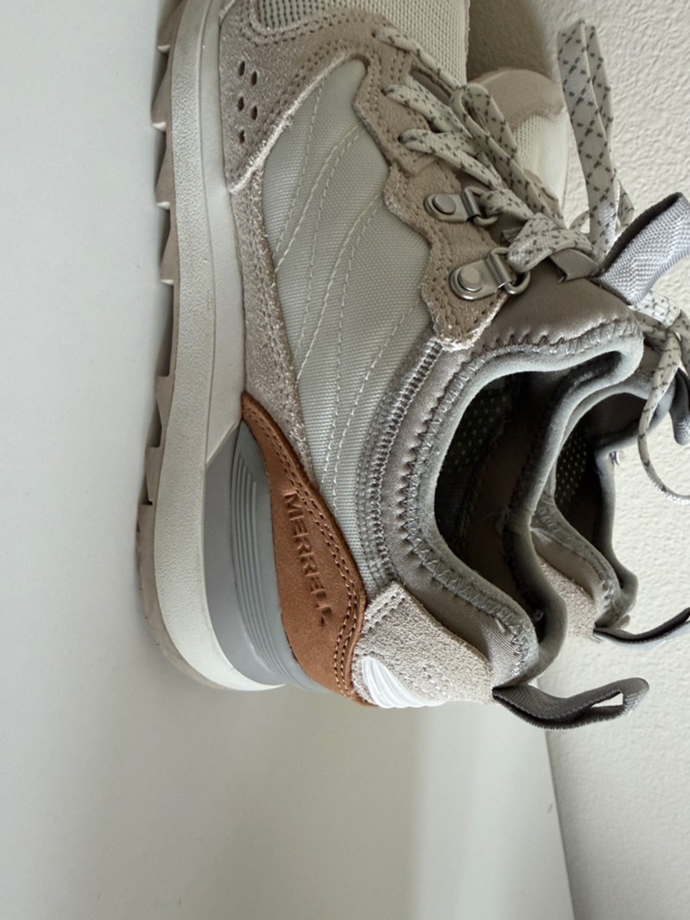 Neutral Beige & White Fashion Sneakers - Picture 3 of 5